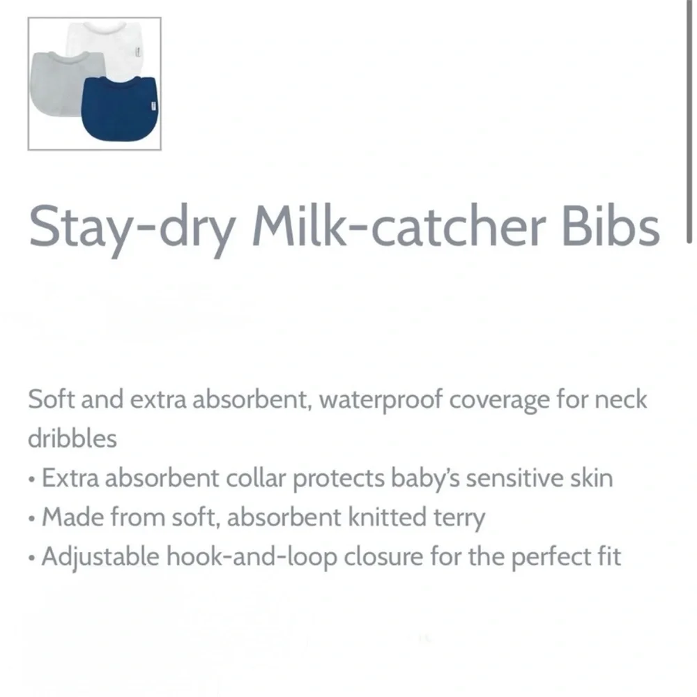 Green Sprouts Stay-dry Milk Catcher Bibs 4 Pack In Navy/White/Gray